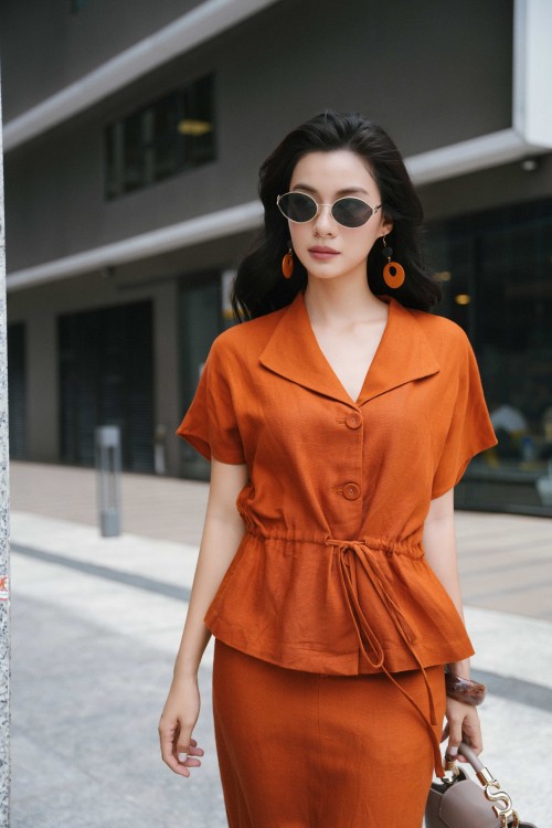 Sixdo Ochre Linen Blouse